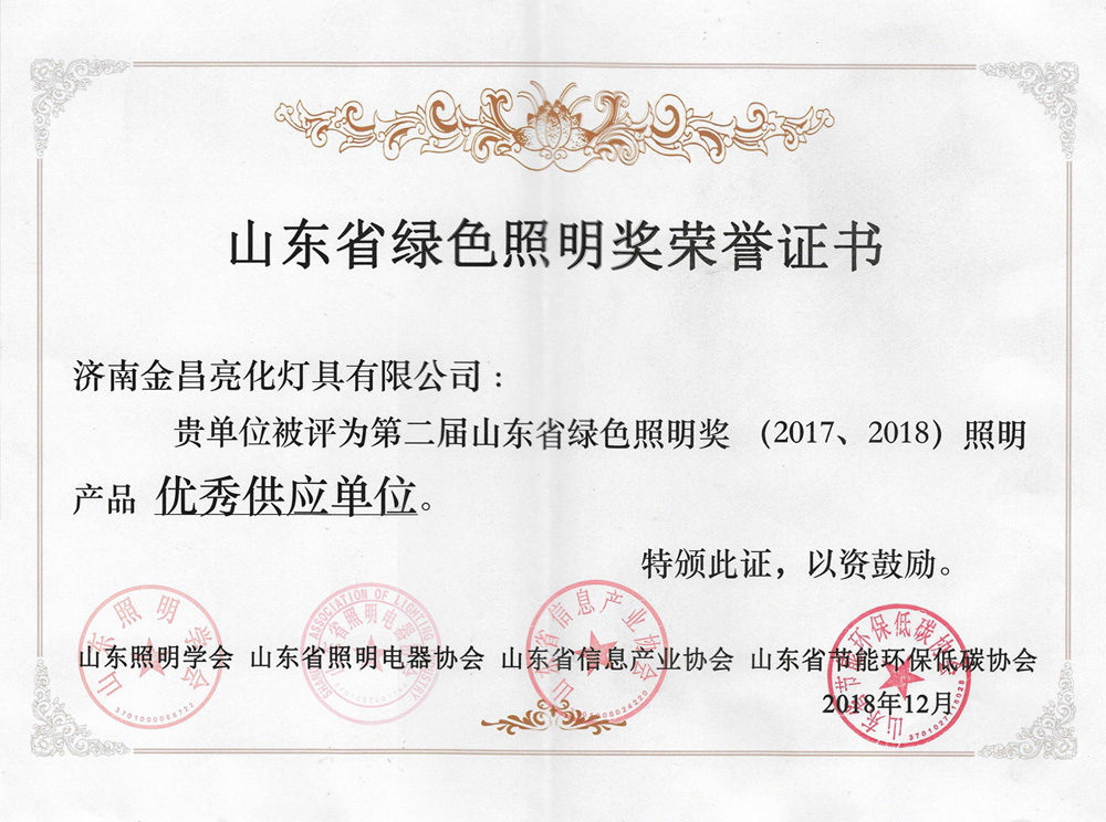 第二届山东省绿色照明奖活动中我司荣获三项荣誉(图4)
